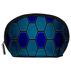 Hexagon Background Geometric Mosaic Accessory Pouch (large)