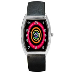 Neon Light Abstract Pattern Lines Barrel Style Metal Watch by Sapixe