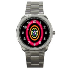 Neon Light Abstract Pattern Lines Sport Metal Watch by Sapixe