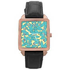 Leaves Dried Leaves Stamping Rose Gold Leather Watch 