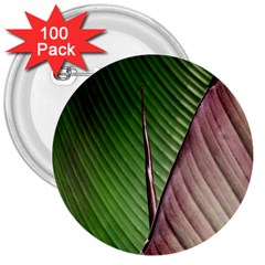 Leaf Banana Leaf Greenish Lines 3  Buttons (100 Pack)  by Sapixe