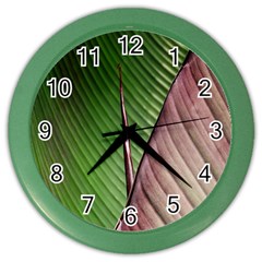 Leaf Banana Leaf Greenish Lines Color Wall Clock by Sapixe