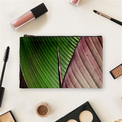 Leaf Banana Leaf Greenish Lines Cosmetic Bag (medium) by Sapixe