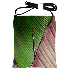 Leaf Banana Leaf Greenish Lines Shoulder Sling Bag by Sapixe