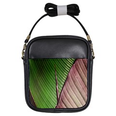 Leaf Banana Leaf Greenish Lines Girls Sling Bag by Sapixe