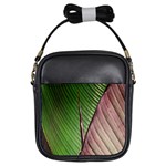 Leaf Banana Leaf Greenish Lines Girls Sling Bag Front