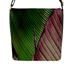 Leaf Banana Leaf Greenish Lines Flap Closure Messenger Bag (l) by Sapixe