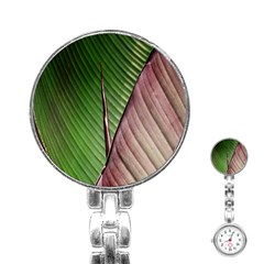 Leaf Banana Leaf Greenish Lines Stainless Steel Nurses Watch by Sapixe