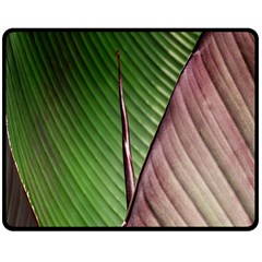 Leaf Banana Leaf Greenish Lines Double Sided Fleece Blanket (medium)  by Sapixe