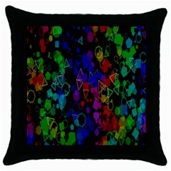 Rainbow Pattern Geometric Texture Throw Pillow Case (black) by Sapixe