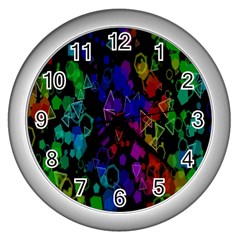 Rainbow Pattern Geometric Texture Wall Clock (silver) by Sapixe