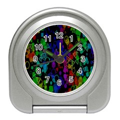 Rainbow Pattern Geometric Texture Travel Alarm Clock by Sapixe