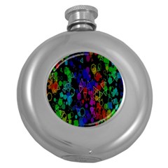 Rainbow Pattern Geometric Texture Round Hip Flask (5 Oz) by Sapixe