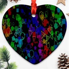 Rainbow Pattern Geometric Texture Heart Ornament (two Sides) by Sapixe