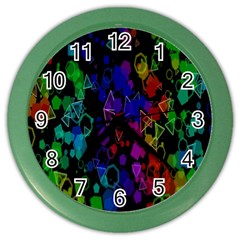 Rainbow Pattern Geometric Texture Color Wall Clock by Sapixe