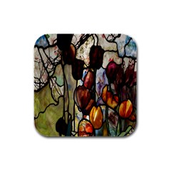 Tiffany Window Colorful Pattern Rubber Square Coaster (4 Pack)  by Sapixe