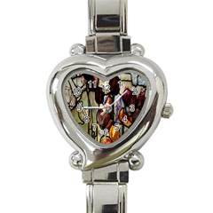 Tiffany Window Colorful Pattern Heart Italian Charm Watch