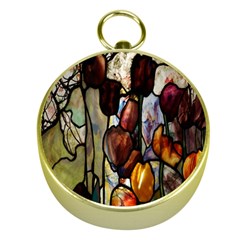 Tiffany Window Colorful Pattern Gold Compasses