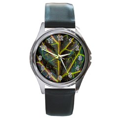 Leaf Abstract Nature Design Plant Round Metal Watch by Sapixe