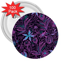 Stamping Pattern Leaves Drawing 3  Buttons (100 Pack)  by Sapixe