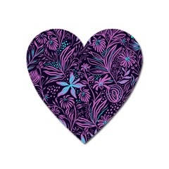 Stamping Pattern Leaves Drawing Heart Magnet by Sapixe