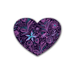 Stamping Pattern Leaves Drawing Heart Coaster (4 Pack)  by Sapixe