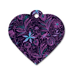 Stamping Pattern Leaves Drawing Dog Tag Heart (two Sides)