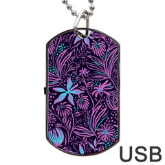 Stamping Pattern Leaves Drawing Dog Tag Usb Flash (one Side) by Sapixe