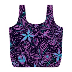 Stamping Pattern Leaves Drawing Full Print Recycle Bag (l) by Sapixe