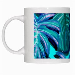 Leaves Tropical Palma Jungle White Mugs by Sapixe