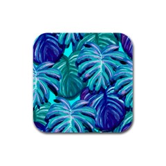 Leaves Tropical Palma Jungle Rubber Square Coaster (4 Pack)  by Sapixe