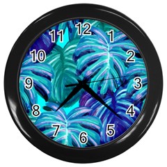 Leaves Tropical Palma Jungle Wall Clock (black) by Sapixe