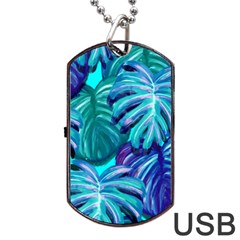 Leaves Tropical Palma Jungle Dog Tag Usb Flash (two Sides) by Sapixe