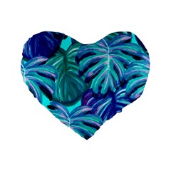 Leaves Tropical Palma Jungle Standard 16  Premium Flano Heart Shape Cushions by Sapixe