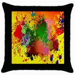 Embroidery Dab Color Spray Throw Pillow Case (Black) Front