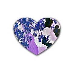 Blossom Bloom Floral Design Rubber Coaster (heart)  by Sapixe