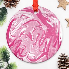 Pink Marble Painting Texture Pattern Ornament (round) by Sapixe