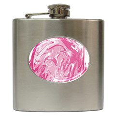 Pink Marble Painting Texture Pattern Hip Flask (6 Oz) by Sapixe