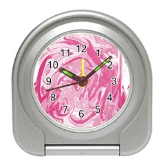 Pink Marble Painting Texture Pattern Travel Alarm Clock by Sapixe