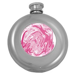 Pink Marble Painting Texture Pattern Round Hip Flask (5 Oz) by Sapixe