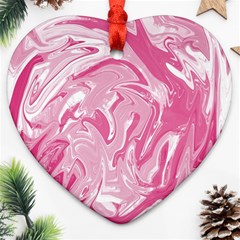 Pink Marble Painting Texture Pattern Heart Ornament (two Sides) by Sapixe