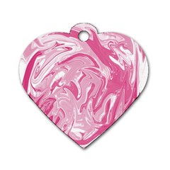 Pink Marble Painting Texture Pattern Dog Tag Heart (one Side) by Sapixe