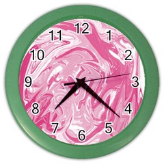 Pink Marble Painting Texture Pattern Color Wall Clock by Sapixe