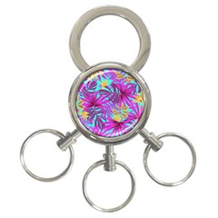 Tropical Greens Leaves Design 3-ring Key Chains