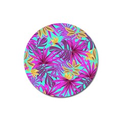 Tropical Greens Leaves Design Magnet 3  (round) by Sapixe