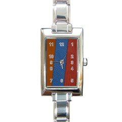 Leather Background Structure Orange Rectangle Italian Charm Watch by Sapixe