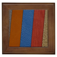 Leather Background Structure Orange Framed Tiles by Sapixe