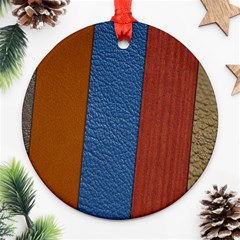 Leather Background Structure Orange Ornament (round) by Sapixe