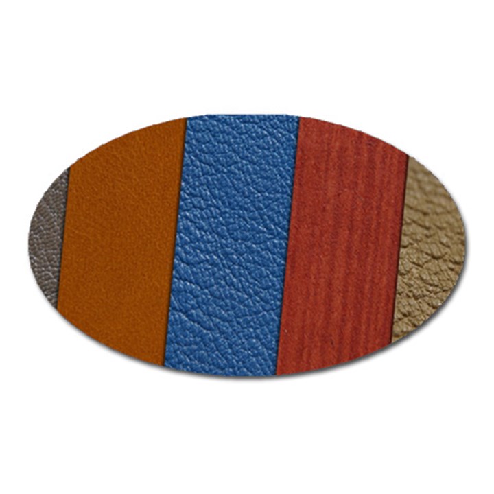 Leather Background Structure Orange Oval Magnet