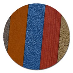 Leather Background Structure Orange Magnet 5  (round) by Sapixe